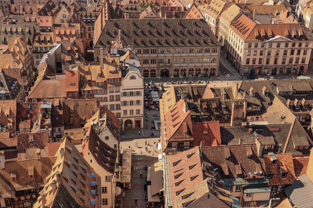 Strasbourg; Altstadt vom Münster gesehen