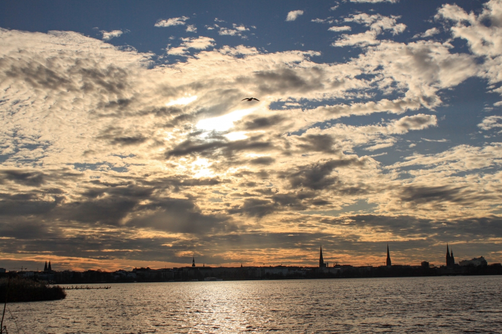 Hamburg, Wintermorgen an der Außenalster
