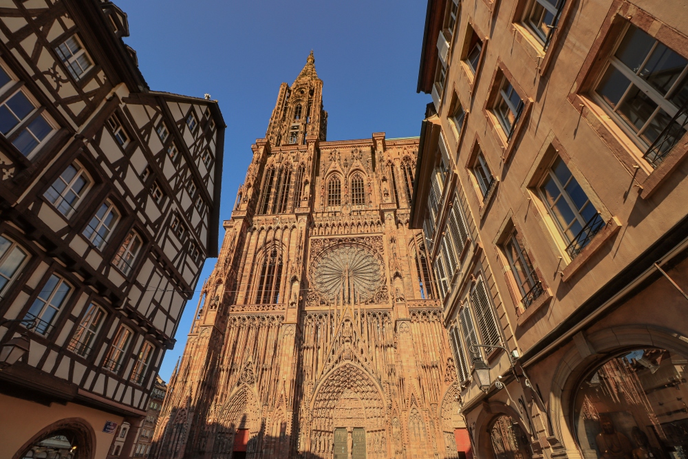 Strasbourg; Münsterblick (Rue Merciére)