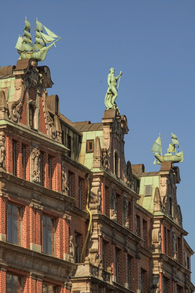 Hamburg; Hanseatische Giebel an der Trostbrücke