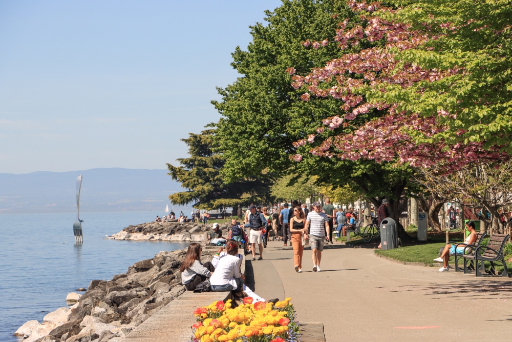 Genfer See; Uferpromenade in Vevey