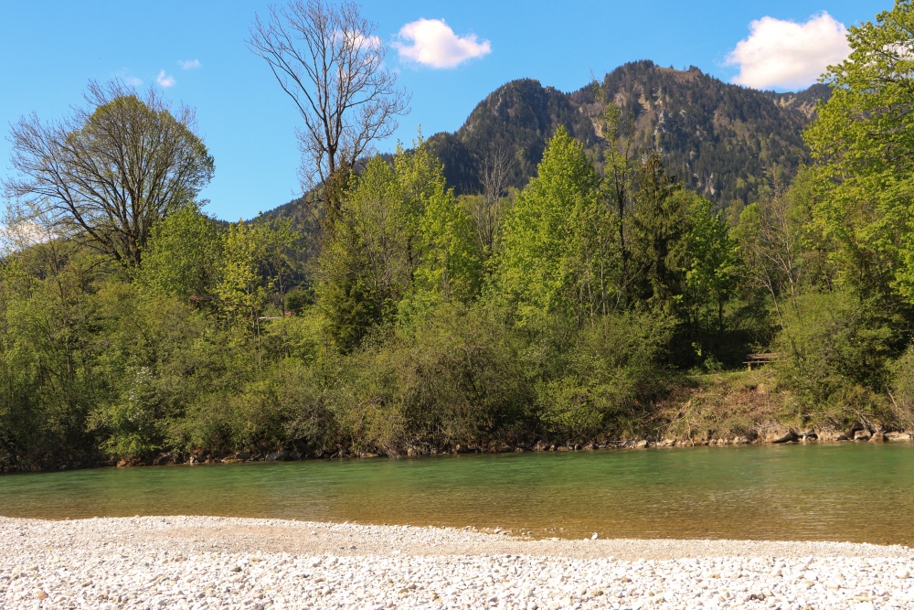 Alpenblick vom Lenggrieser Isarufer