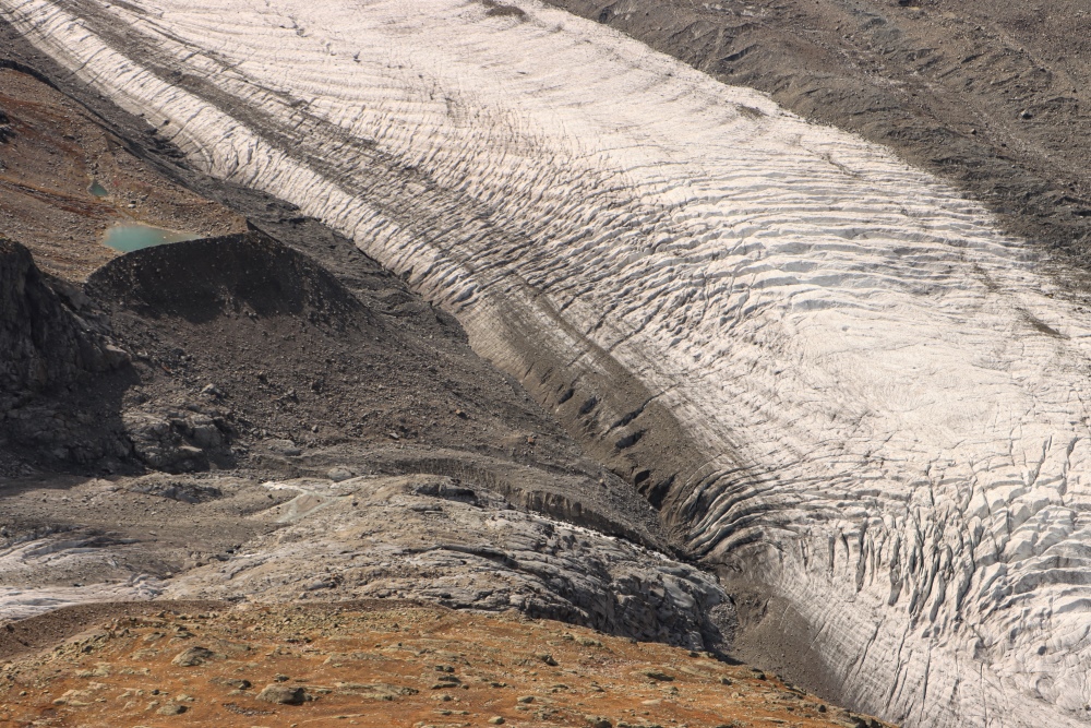 Bernina-Alpen; Gletscherschwund an Pers- und Morteratschgletscher