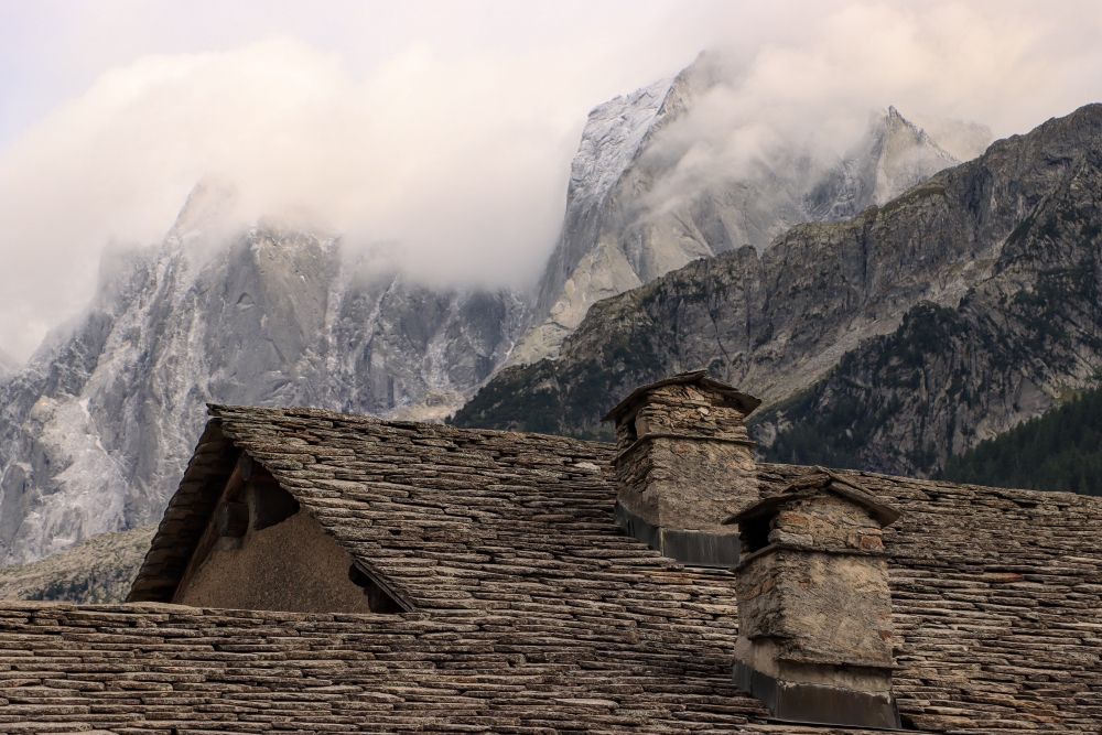 Bergell; Pizzo Cengalo und Badile über Soglio