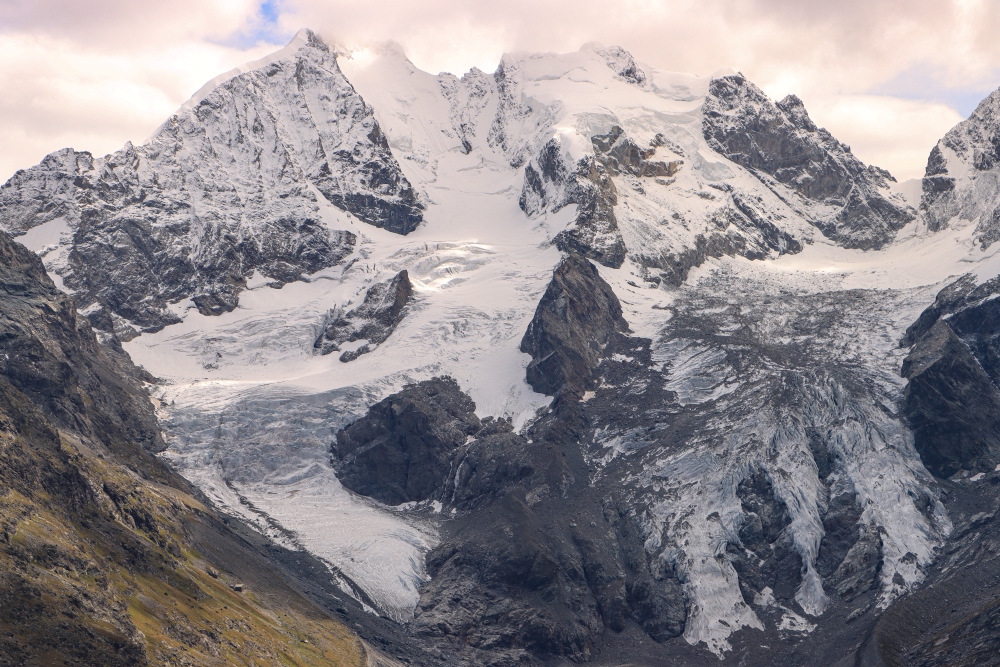 Piz Bernina, Piz Scerscen und Tschierva-Gletscher