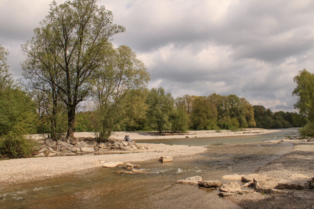 München, Isar an dem Flaucherinseln