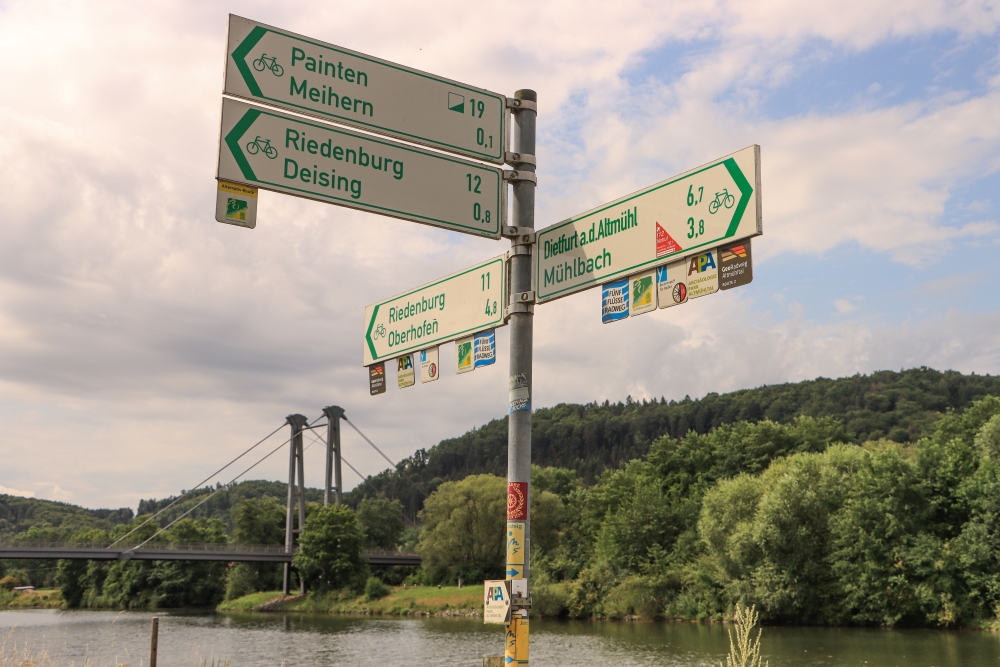Radwandern im Altmühltal, Wegweiser bei Meihern