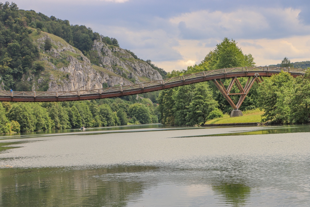 Altmühltal; Holzbrücke bei Essing